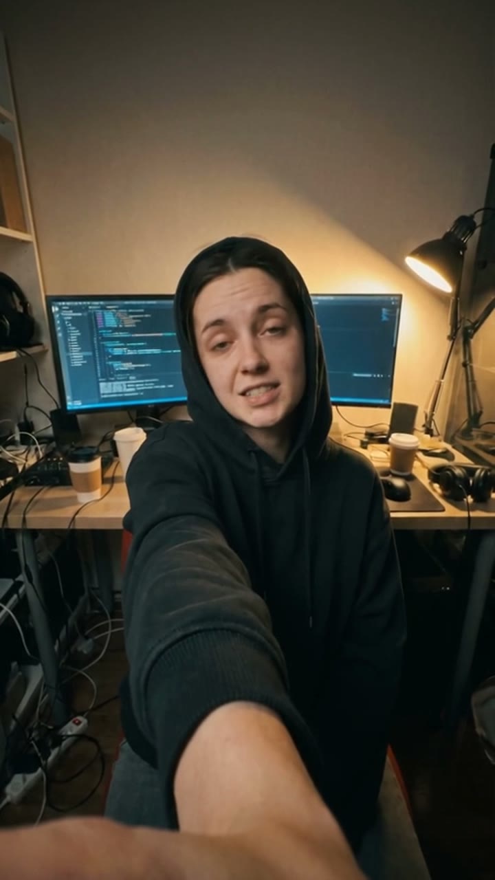 A founder at the beginning, recording her first episode at her desk