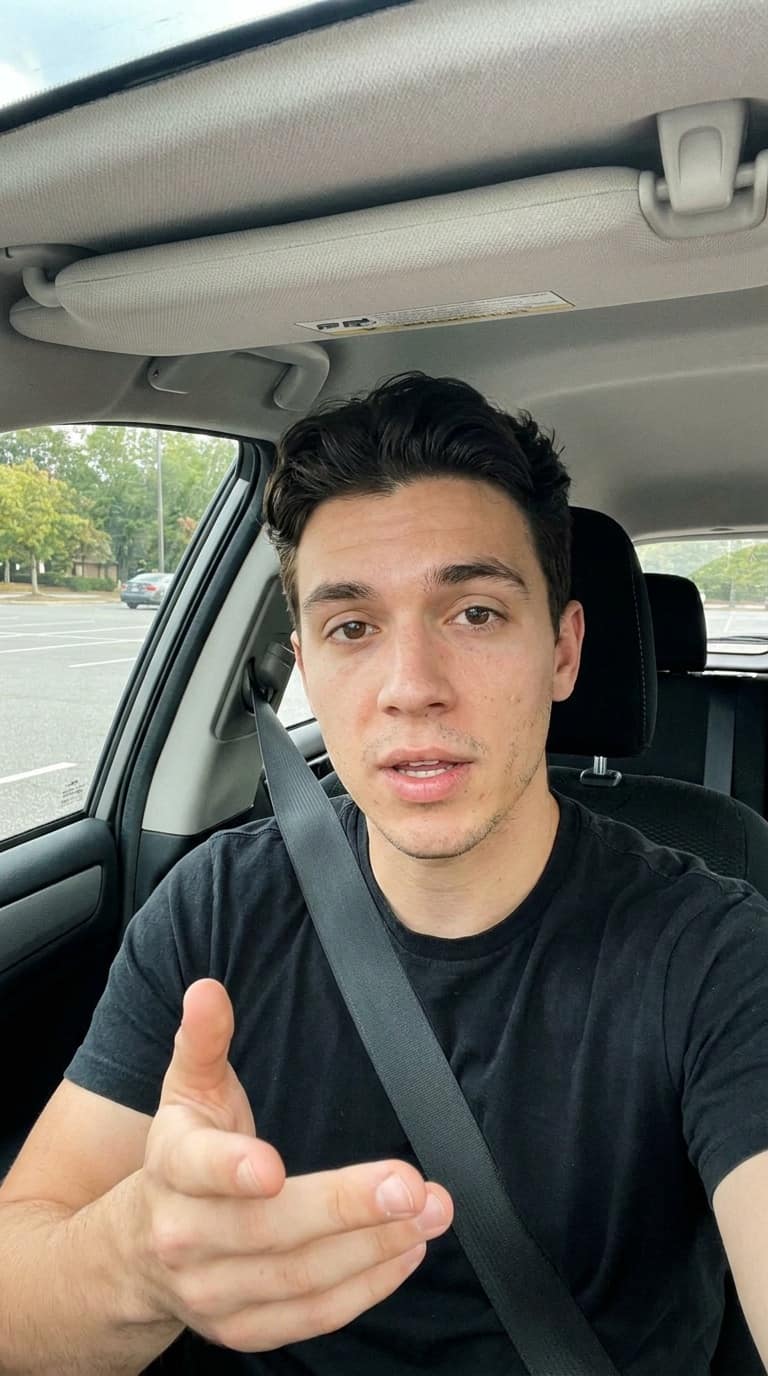 A founder recording from a parked car between two things